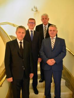 Four of the five chairmen of the Office. From the left: Mr. Josef Bednář, Mr. Petr Mlsna, Mr. Stanislav Bělehrádek and Mr. Petr Rafaj.